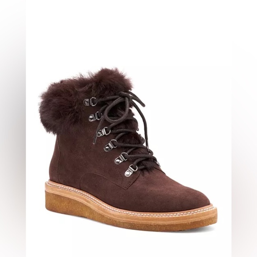 Botkier Women's Winter Lace Up Boots with real fur size 5.5